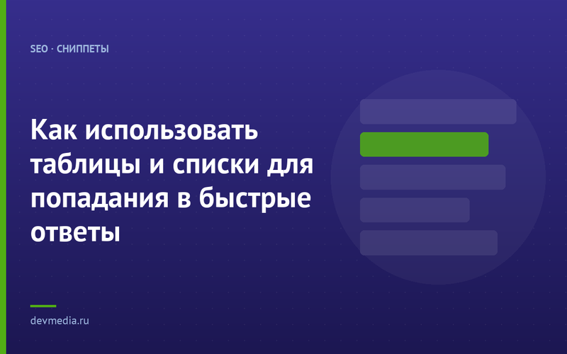 Как использовать таблицы и списки для попадания в быстрые ответы