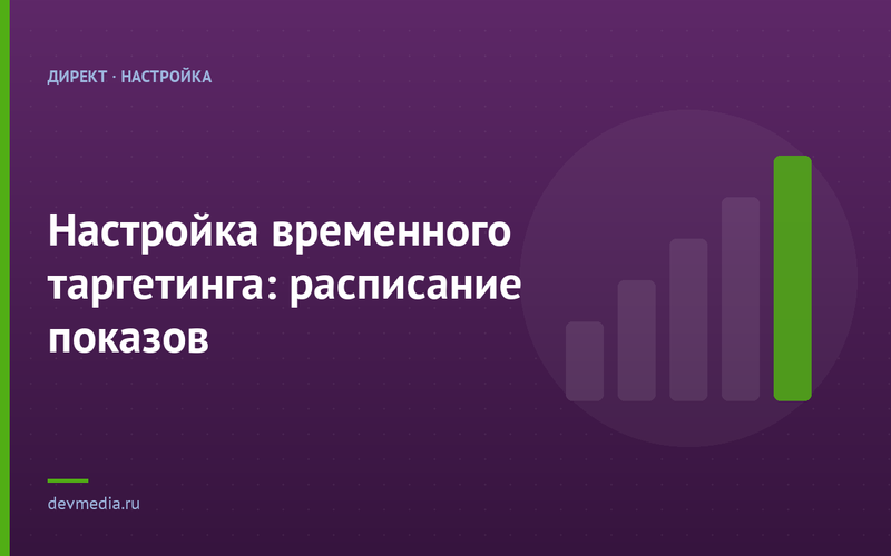 Настройка временного таргетинга: расписание показов